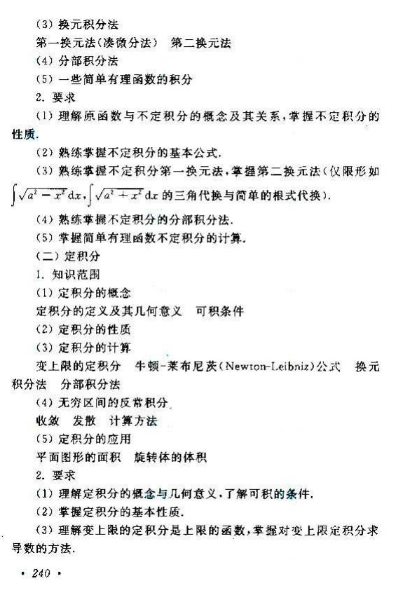 贵州成人高考专升本高等数学考试大纲