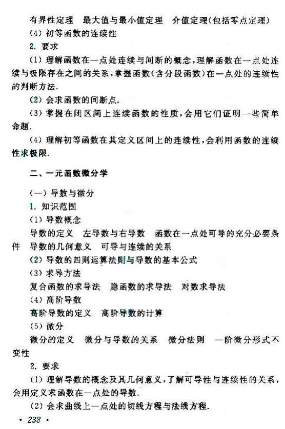 贵州成人高考专升本高等数学考试大纲