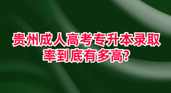 贵州成人高考专升本录取率到底有多高?