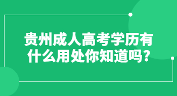 贵州成人高考学历有什么用处你知道吗?