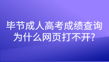 毕节成人高考成绩查询为什么网页打不开?