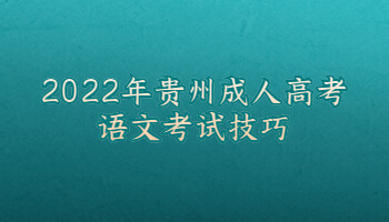 2022年贵州成人高考语文考试技巧