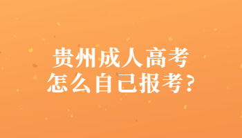 贵州成人高考怎么自己报考?