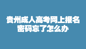 贵州成人高考网上报名密码忘了怎么办